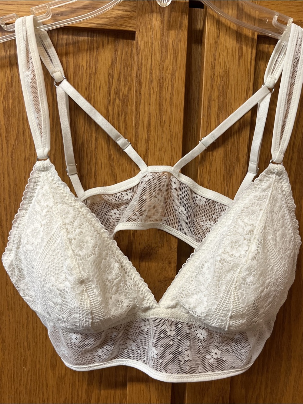 Aerie Real Good White Lace & Mesh Bralette – Size Large